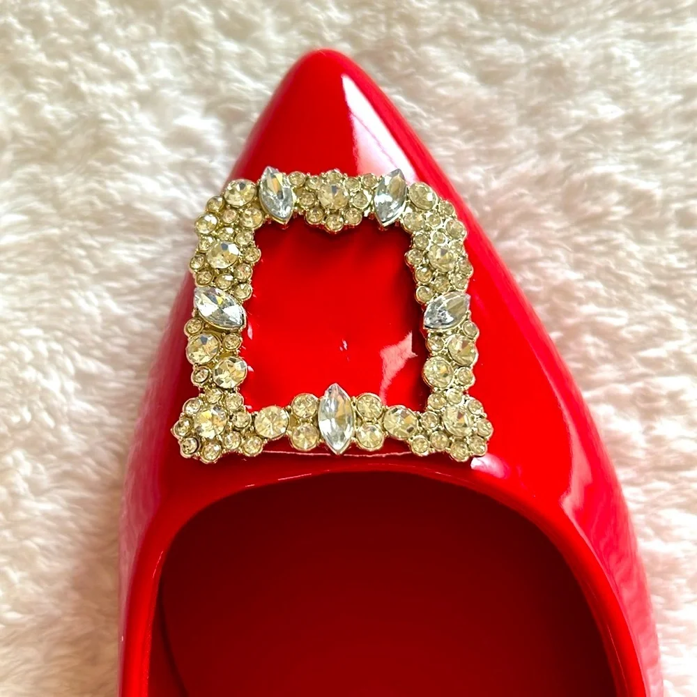 Anne Klein Elegant Red Slingback Heels with Embellished Buckle size 9 med - Picture 7 of 7